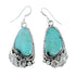 Navajo Turquoise Genuine Sterling Silver Scalloped Leaf Hook Dangle Earrings AX129506
